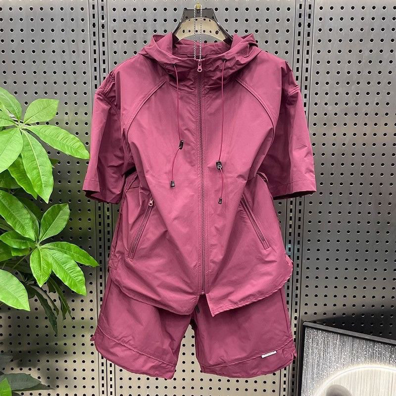 D0520 ฤดูร้อนสบายๆกีฬา Sun-Proof ชุดชาย Cool หล่อสวมใส่ High-End Hooded Quick-Drying ผ้าไหมน้ําแข็งแ