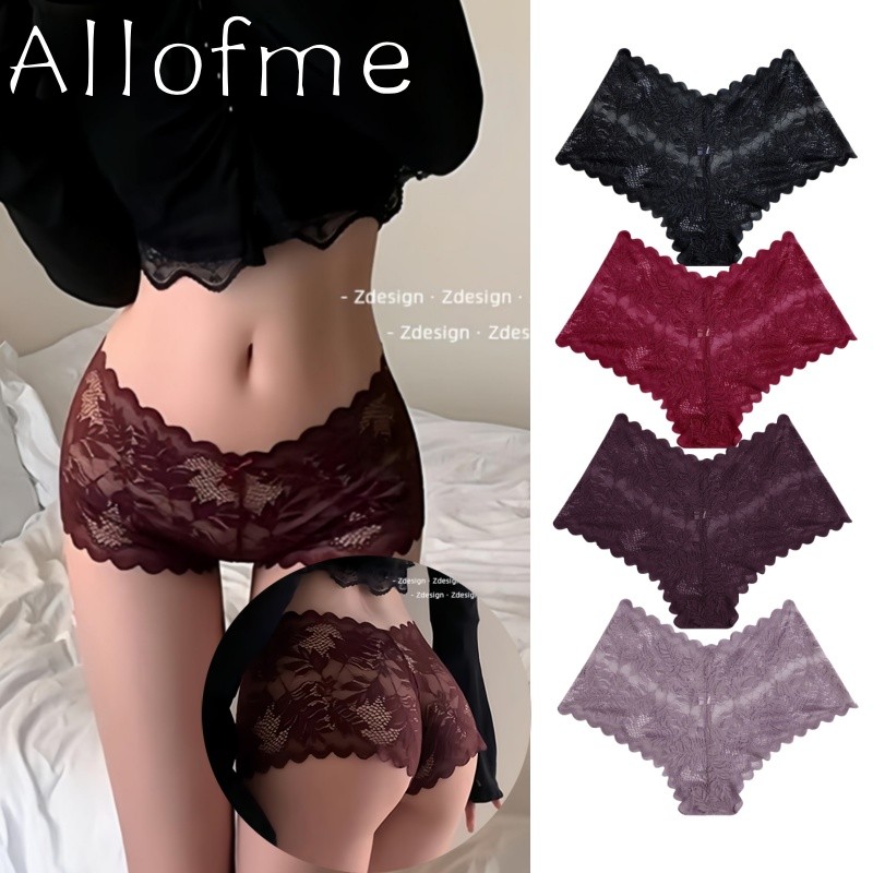 Allofme ผู้หญิงเซ็กซี่ชุดชั้นในลูกไม้ V-เอวออกแบบกางเกงนุ่มและ Breathable ชุดชั้นใน Hollow กางเกง