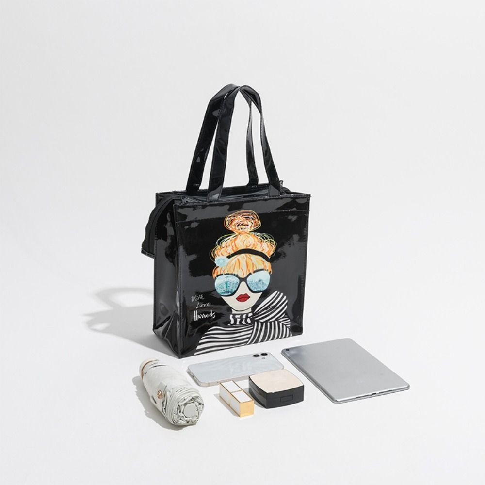 กระเป๋าช้อปปิ้ง THETEAI, PVC Reusable Womens Tote Shopper Bag, กันน้ําเป็นมิตรกับสิ่งแวดล้อมกระเป๋าถือชายหาดความจุขนาดใหญ่ - รูปที่ 3