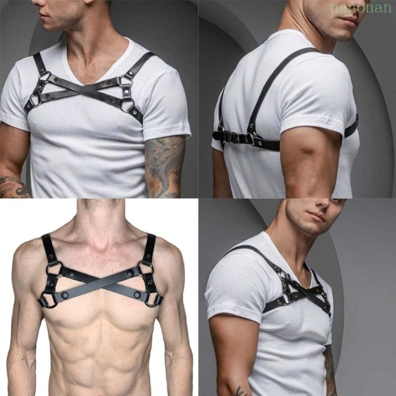 Nan Men Chest Belt with Buckle Rings Sex Restrain Chest Bandage for Cosplay