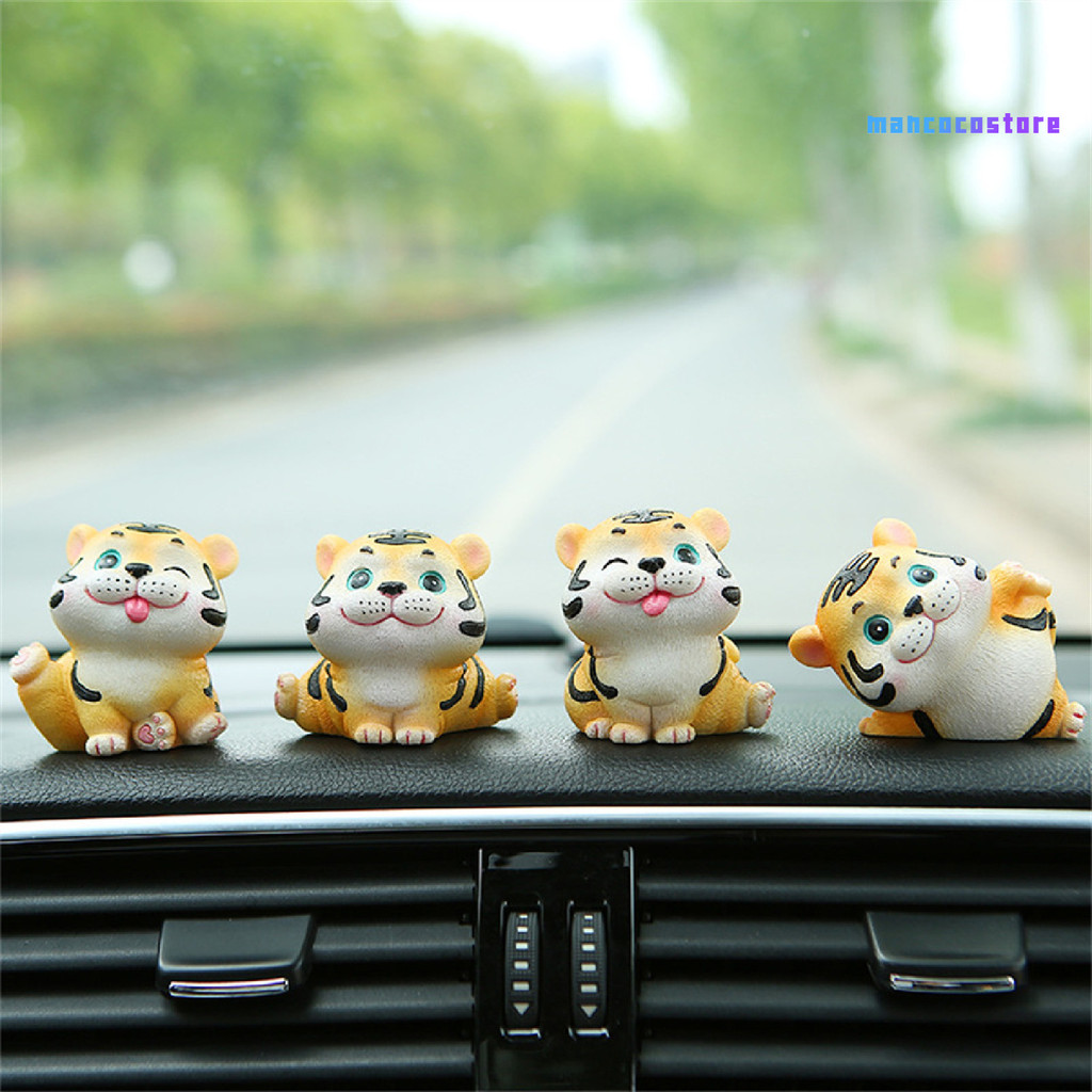 [mancocos]Tiger Figurine เรซิ่นน่ารักการ์ตูนรูปปั้นเสือเครื่องประดับ Miniatures ตกแต่งเดสก์ท็อปสําหร