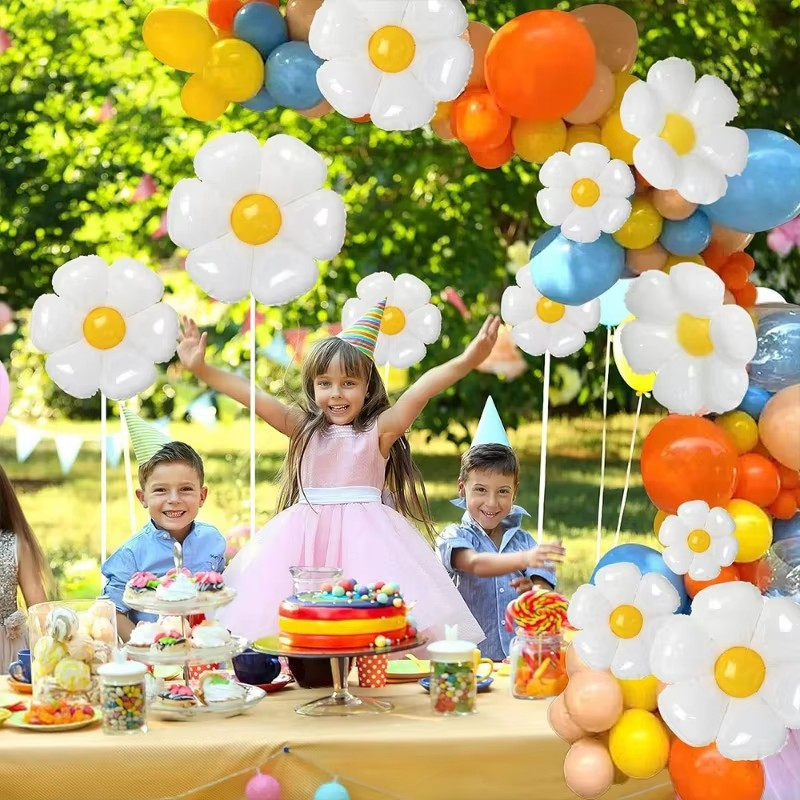 ลูกโป่งดอกไม้เดซี่สีขาว-ลูกโป่งฟอยล์ดอกทานตะวันหลายขนาด-เดซี่ลีลาวดีธีมฮาวายฮีเลียมบอล-บ้านงานเลี้ยงวันเกิดเด็กอาบน้ําตกแต่ง - รูปที่ 3