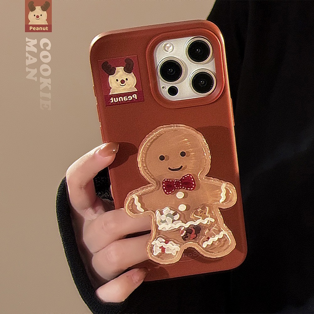 Gingerbread Man Stand เหมาะสําหรับเคสโทรศัพท์คริสต์มาส IPhone 16 Apple 15pro/14/13/12 เคสนิ่ม