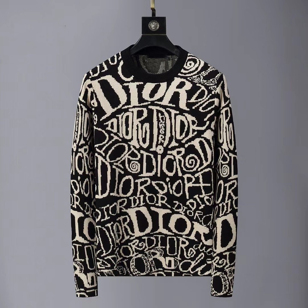 Doir1 Men Jacquard Letter Sweater เสื้อสเวตเตอร์คอกลม