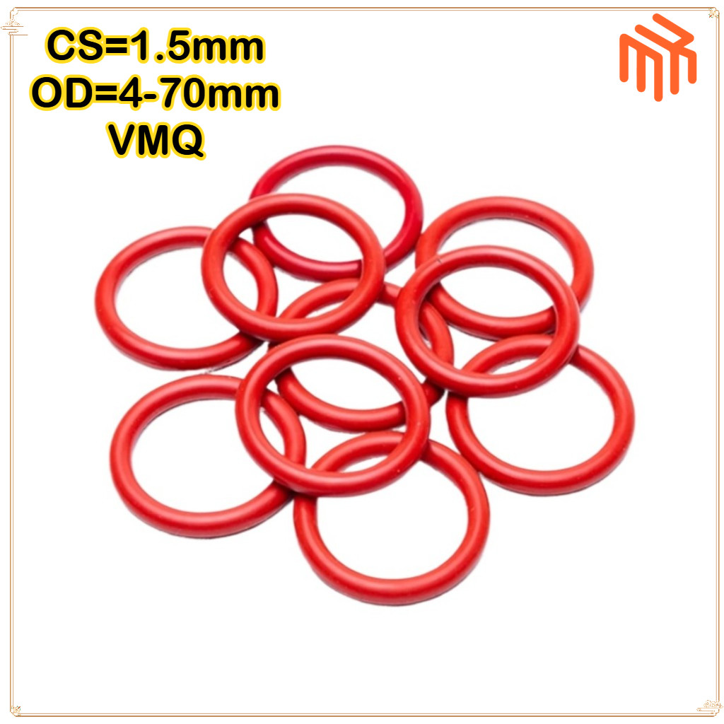 [MX1] โอริงสีแดง CS1.5mm * OD4-70mm / VMQ แหวนยางซิลิโคน โอริงซีล สีแดง