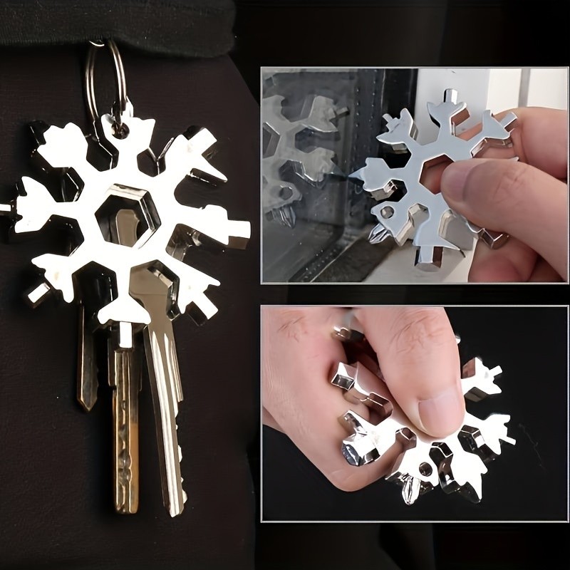 อัลเลน แสงสว่าง ประแจแบบพกพาประแจสแตนเลส18 ใน 1มินิสากลประแจเครื่องมือฉุกเฉินขนาดกะทัดรัดมัลติฟังก์ชั่เกล็ดหิมะประแจ