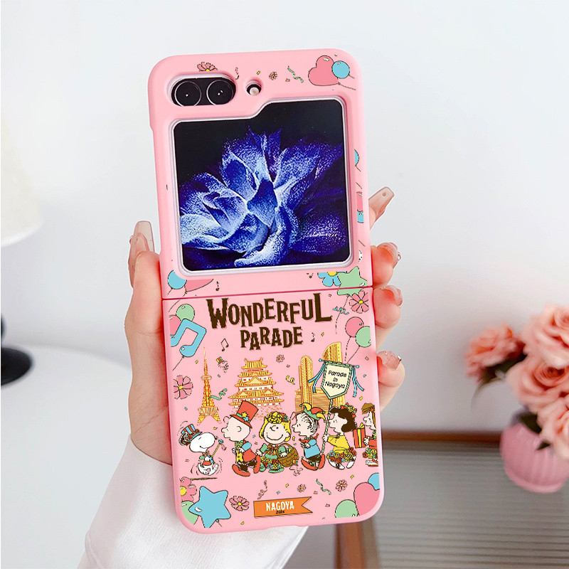 Samsung Z Flip 6 การ์ตูน Snoopy Wonderful Parade Woodstock Hard เคสโทรศัพท์กันกระแทกสําหรับ Samsung Z Flip 5 4 3 Anti-Slip Full แพคเกจ