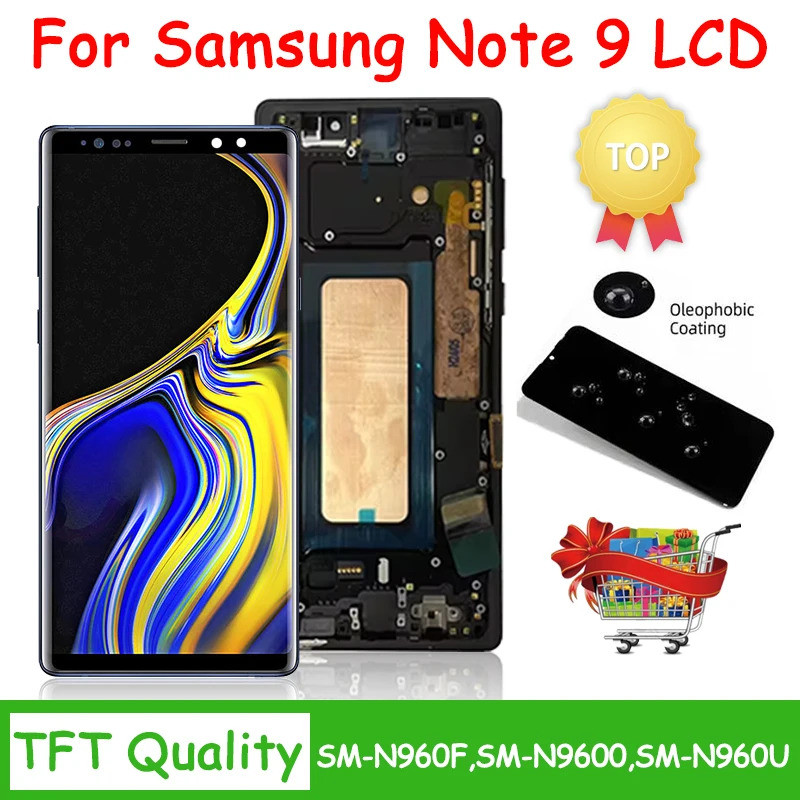 ใหม่ Note9 LCD สําหรับ Samsung Note9 จอแสดงผล LCD Touch Screen Digitizer Assembly สําหรับ Samsung หมายเหตุ 9 N960F N960U N9600 กรอบ LCD