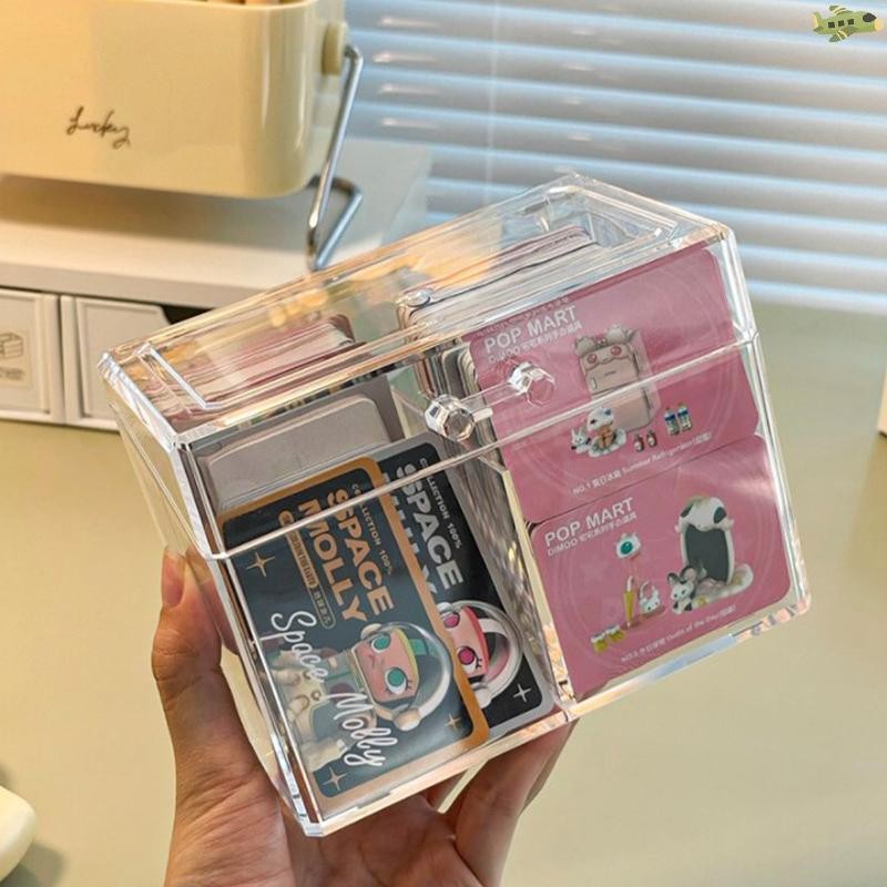 [UNC] กล่องเก็บการ์ดอะคริลิคใสถือ 400 โปสการ์ด 12x10.5 ซม. กล่องใส่การ์ดแสดงผล 2 ช่องสําหรับโปสการ์ด/ภาพถ่าย TH