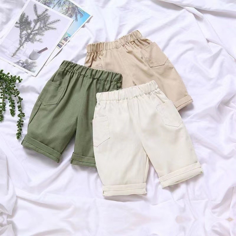สินค้าใหม่ในสต็อก ♕ กางเกงขาสั้นเด็กผู้ชายฤดูร้อนสวมใส่บางหลวมแฟชั่นเด็ก คาปริส เด็กฤดูร้อนกางเกงเด็กทารกสไตล์เกาหลีหลวม ชุดเอี๊ยม ♕ วัยเด็ก ♕