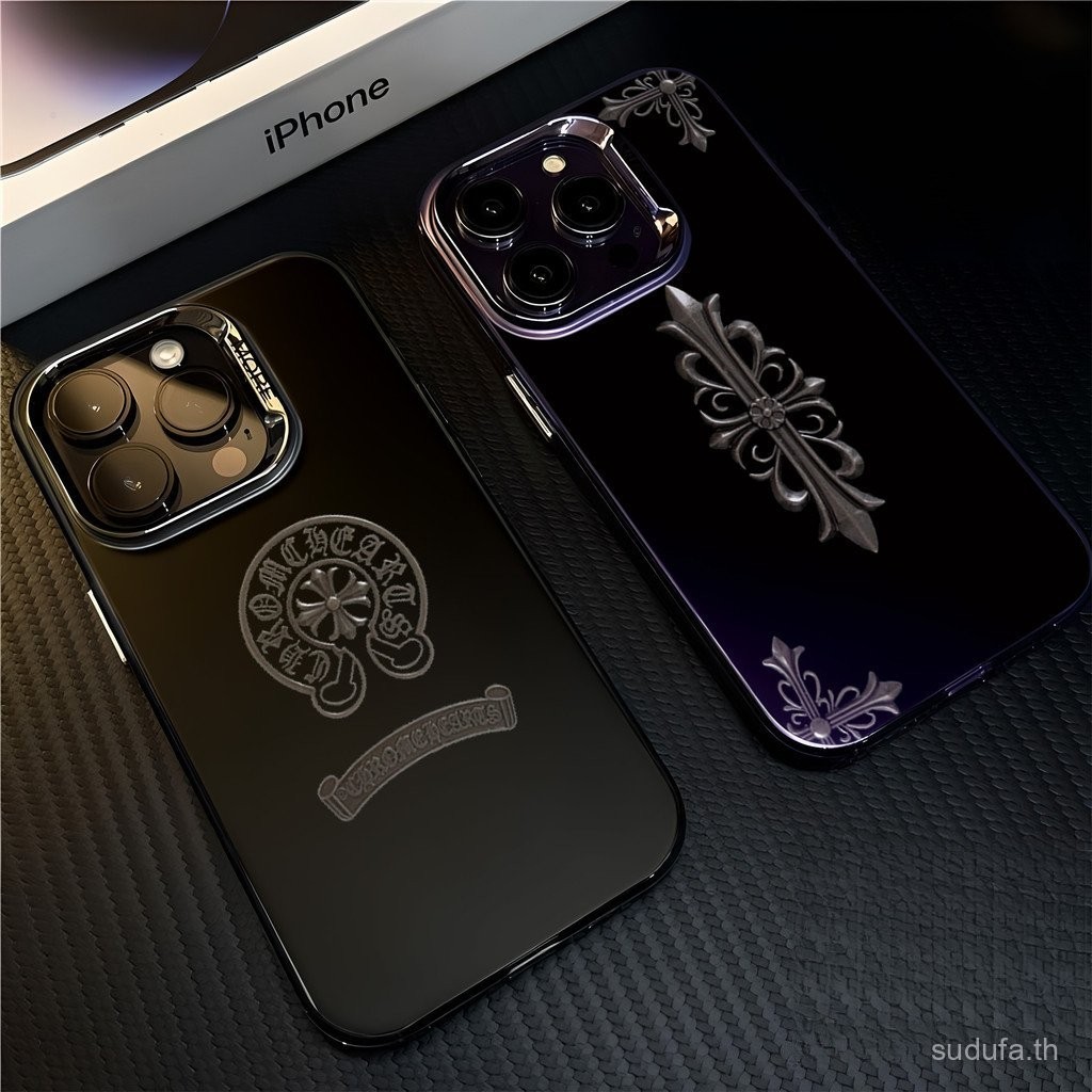 เคสโทรศัพท์มือถือแบรนด์ยอดนิยมโครเมี่ยมหัวใจโครเมี่ยมเคสป้องกันการตกหล่นสำหรับ iPhone 11PROMAX 11 XR 8PLUS xsmax 12 13 14 15 16 PROMAX 16PLUS 15PLUS 14PROMAX