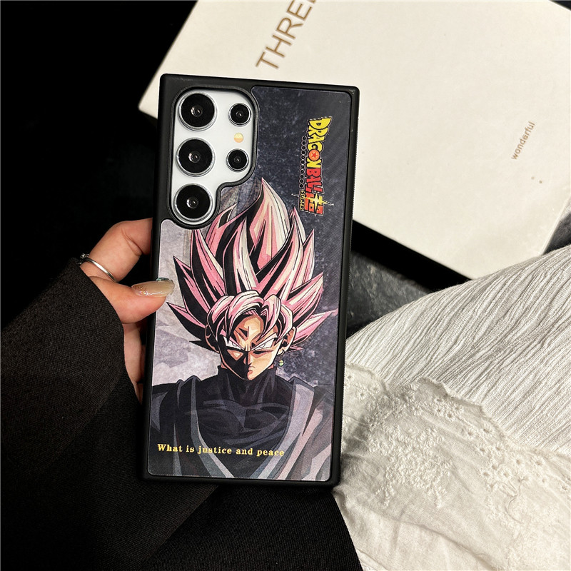 SAMSUNG Dragon Ball Black Goku Samsungเคสโทรศัพท์สําหรับSamsung Galaxy S22 S23 S24 Ultra 24 PlusปลอกAnti Impact Soft TPU 3Dรูปแบบเปลี่ยนสีการ์ตูนGlistenปกหลัง