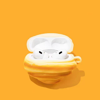 (Pro3 2025)เคสครัวซองต์แสนอร่อยสําหรับ AirPods4/4ANC/1/2/3/Pro/Pro2/Pro3 เคสซิลิโคนอ่อนนุ่มพร้อมคาราบิเนอร์