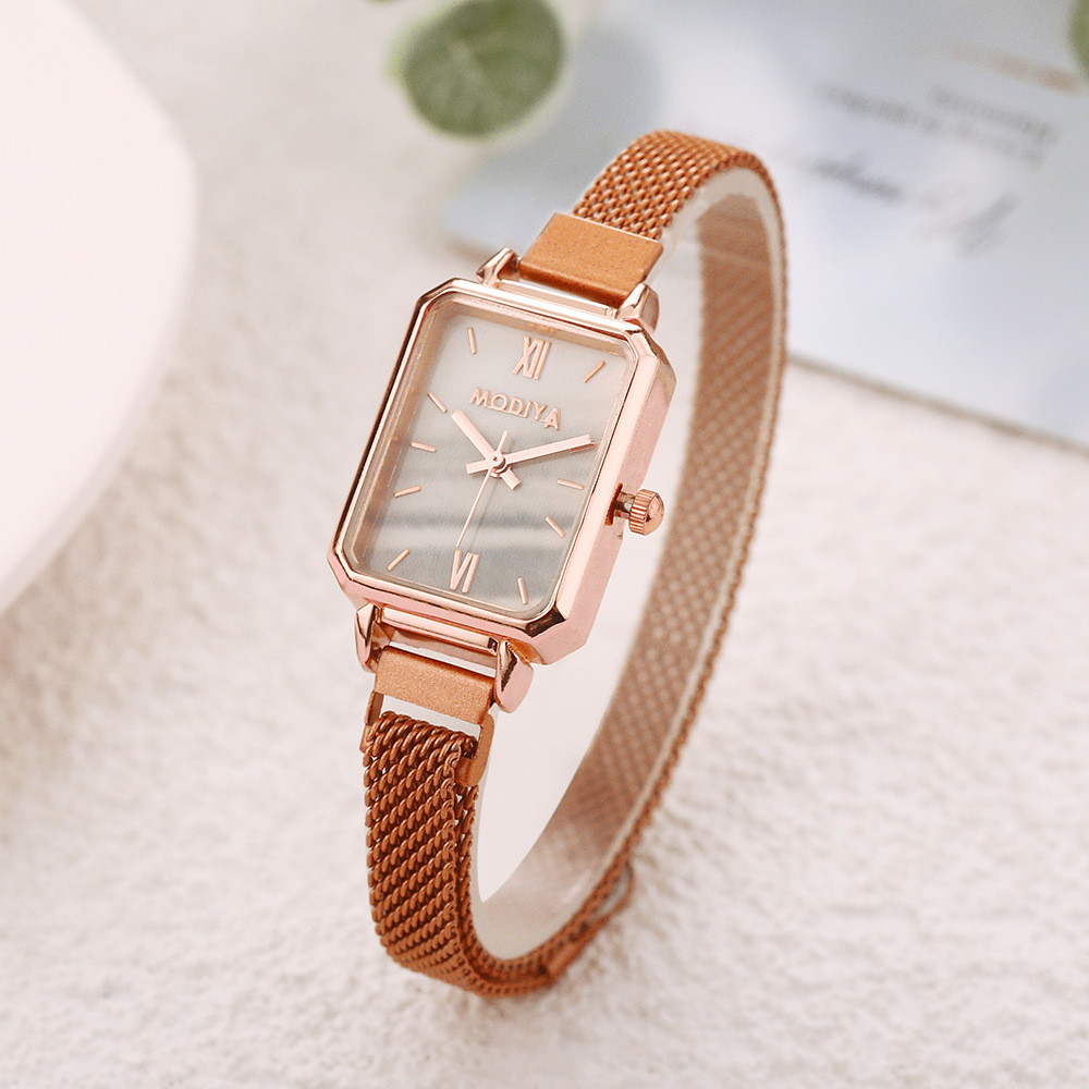 Influencer ins Fengsen Series Malachite Green Small Square Watch วรรณกรรม Fresh Milan พร้อมนาฬิกาสีเขียว
