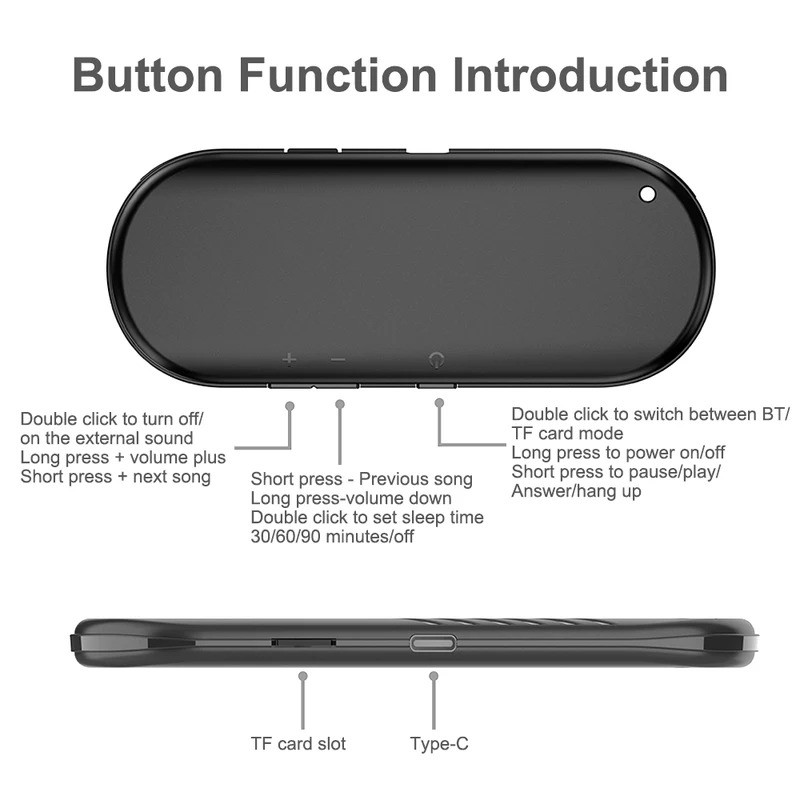 ลำโพงบลูทูธไร้สายการนำกระดูกสเตอริโอซับวูฟเฟอร์ Soundbar ภายใต้หมอนกล่องดนตรีในตัวเสียงสีขาวปรับปรุงการนอนหลับ