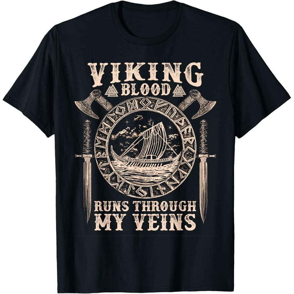 เสื้อยืด Viking Blood Runs Through My Veins Viking Ship