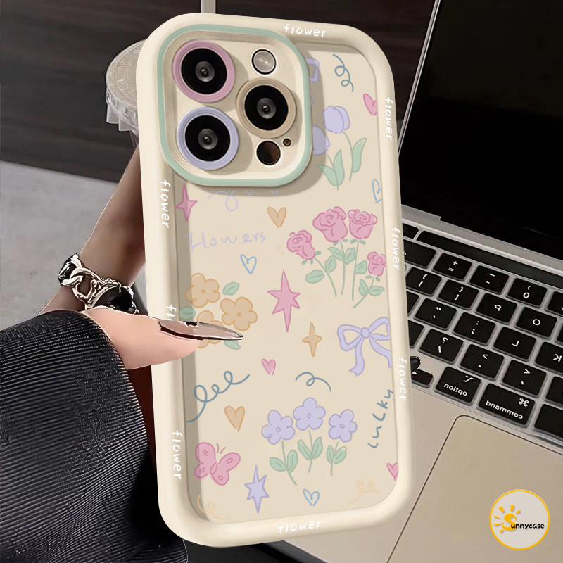 เคสนิ่มผูกโบว์ดอกไม้สด เข้ากันได้กับ VIVO Y21 Y17s Y15s Y30 Y21s Y22 Y12i Y16 Y20 Y12 Y02 Y15 Y51A Y36 Y53s Y91 Y93 Y95
