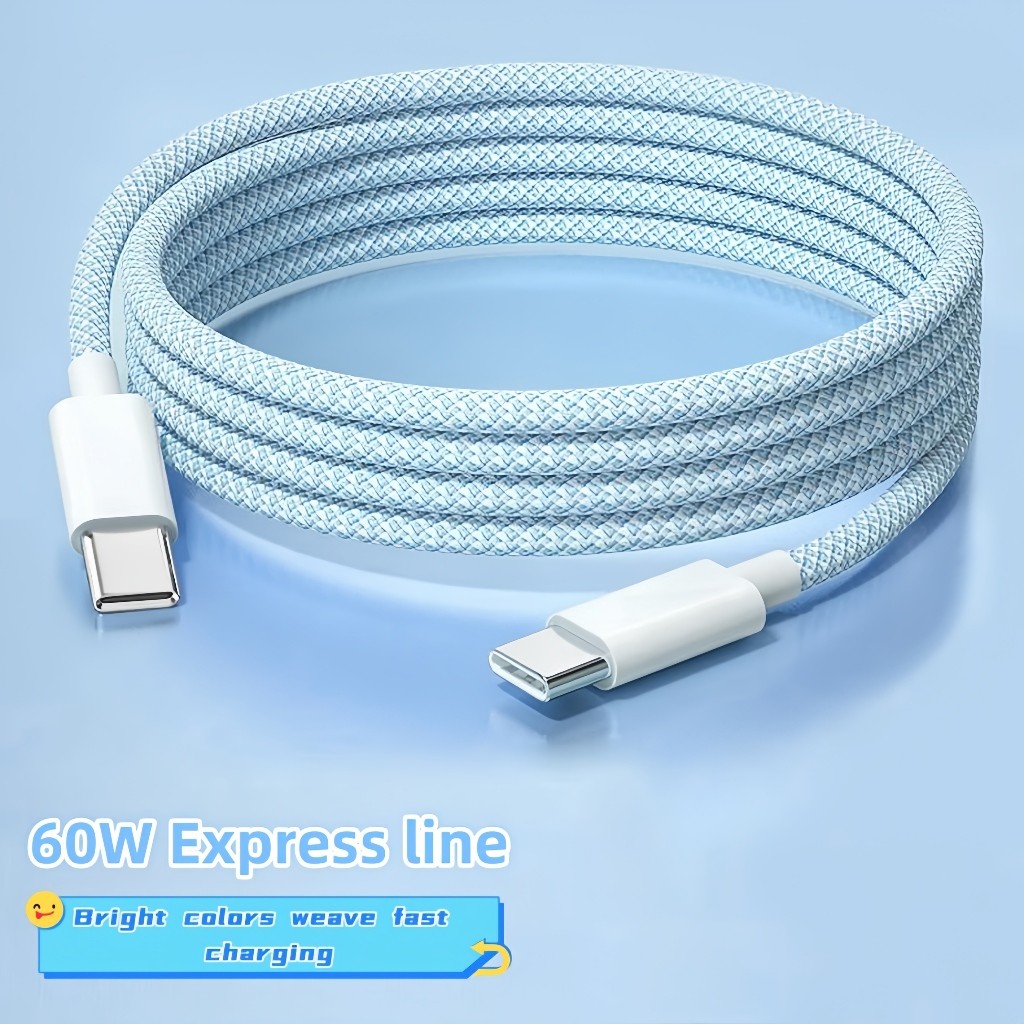 สายชาร์จ USB C Type C Braided Pd Fast สายชาร์จสําหรับ IPhone 16/16 Pro Max/15 Pro Max/Macbook สําหรับ Galaxy S23/S22 Ultra/แล็ปท็อป/แท็บเล็ต Type C สายชาร์จ