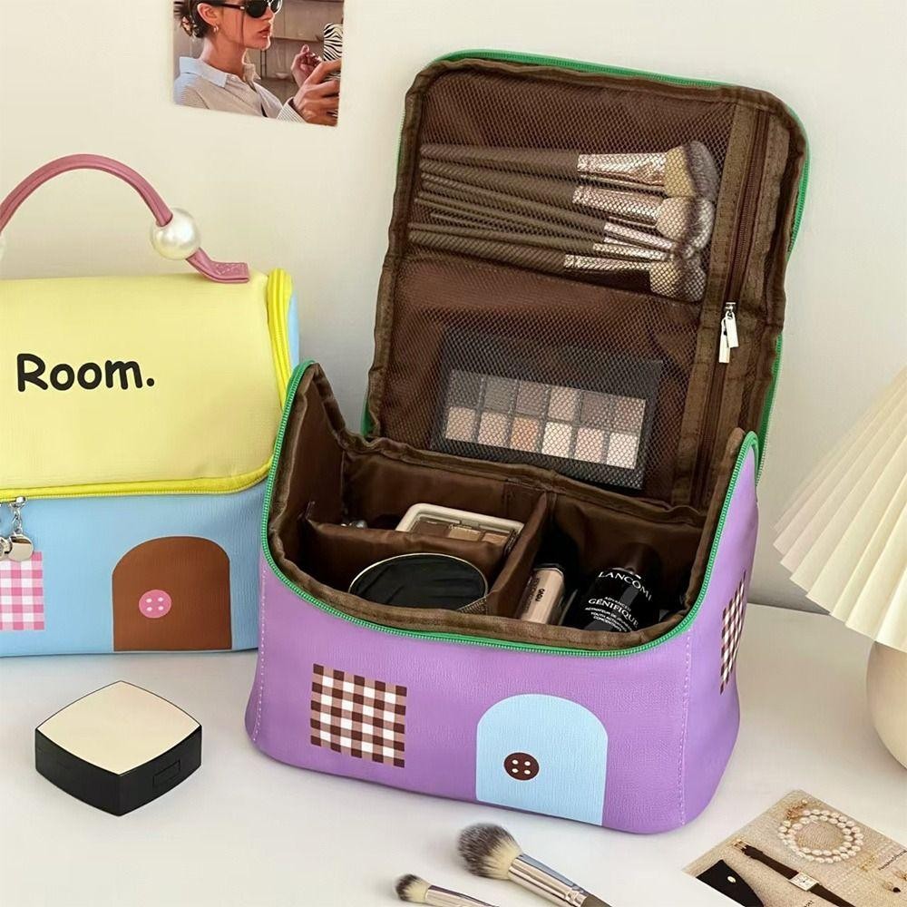 SUNRISE Wash Bag, กระเป๋าแต่งหน้าความจุขนาดใหญ่หลากสี, กระเป๋าเครื่องสําอางบ้านหลังเล็กแบบพกพาผู้หญิง - รูปที่ 6