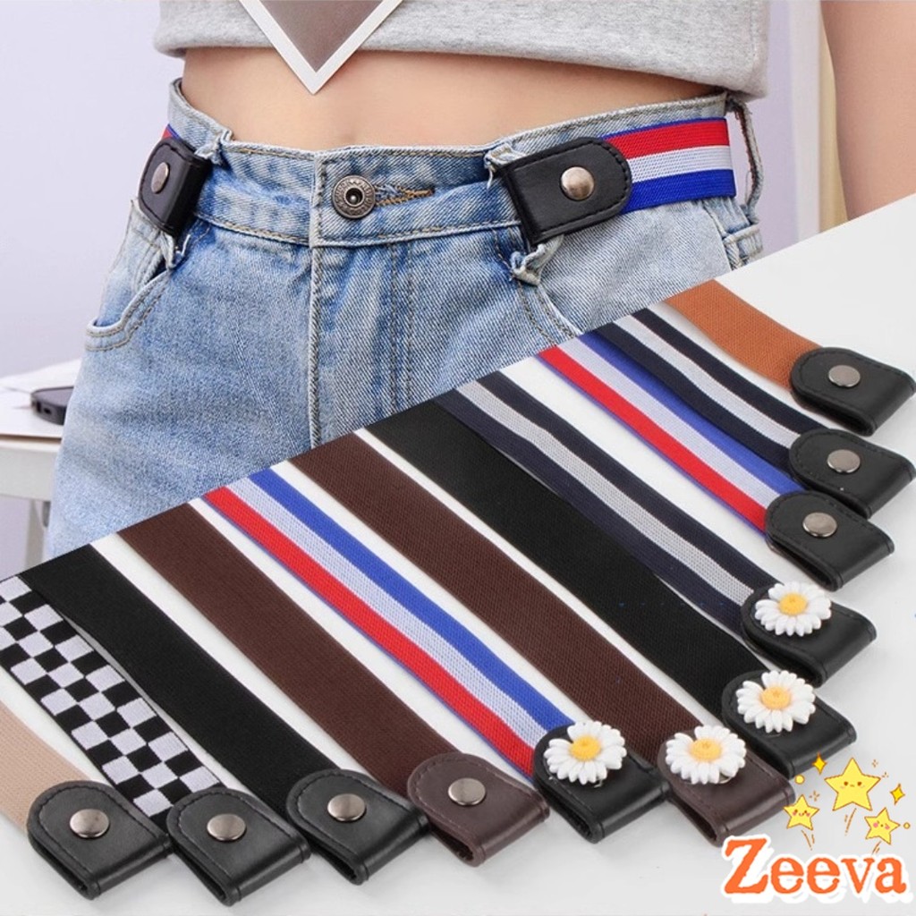 Zeeva เข็มขัดผู้หญิง ใส่ง่าย หมดปัญหาเอวหลวม ประดับดอกเดซี่ ยางยืดล๊อคกับหูกางเกง belt