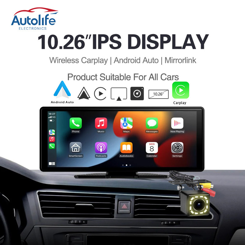 4K 11.26 นิ้ว DVR Dash Cam WIFI บลูทู ธ เสียงควบคุมฟังก์ชั่น carplay รถกล้องไดรฟ์บันทึกมุมกว้างที่จอดรถจอภาพ