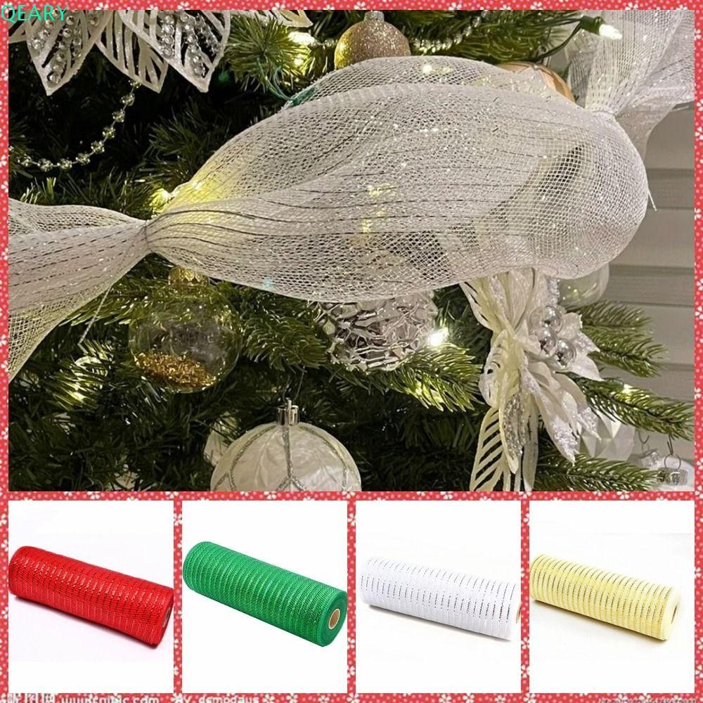 Qeary ต้นคริสต์มาสผ้ากอซตาข่าย Tulle ม้วน, พลาสติกที่มีสีสัน Xmas Tree ริบบิ้น, เครื่องประดับ 10 หลา * 26 ซม. ห่อดอกไม้สุทธิ
