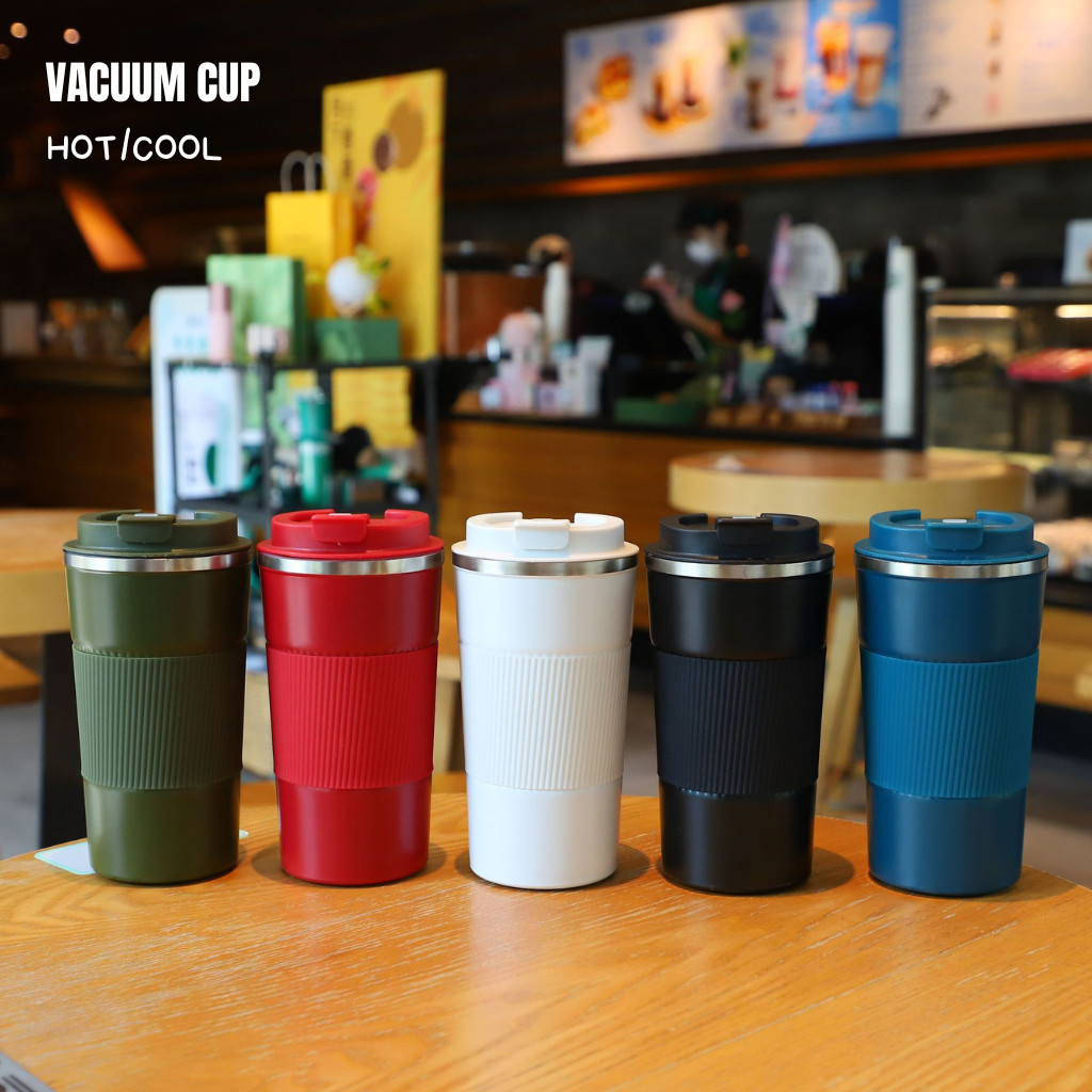 แก้วกาแฟ เก็บร้อน เก็บเย็น VACUUM CUP แก้วมีฝาปิด แก้วสแตนเลส 304 ของใช้ B0175 แบบพกพา