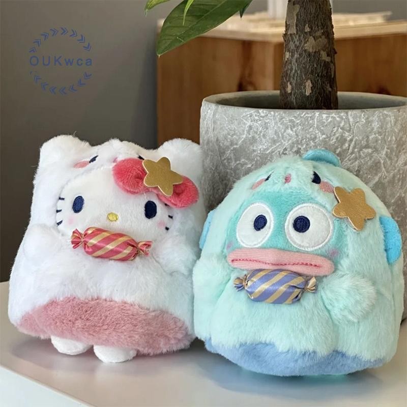 Oukwca Kawaii Ghost Sanrio Hello Kitty ของเล่นตุ๊กตาพวงกุญแจ Kuromi Cinnamoroll ตุ๊กตาตุ๊กตาจี้กุญแจรถแหวนกระเป๋าตกแต่งของขวัญเด็กใหม่