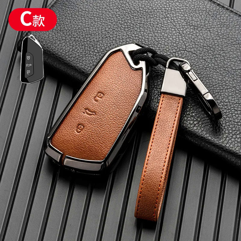 Zinc Alloy+Leather Car Key Cover  Case for VW Golf 8 Mk8 2020 for Skoda Octavia 4 8 A8 MK4 VAG Group