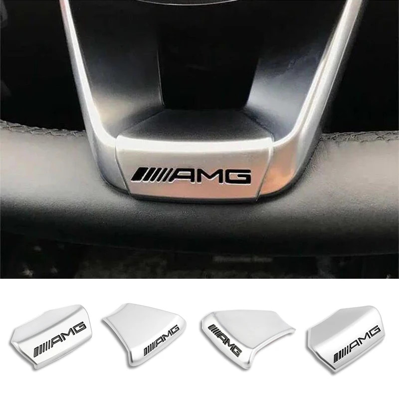 ตราสัญลักษณ์รถพวงมาลัยตกแต่งสติกเกอร์ Trim สําหรับ Mercedes Benz AMG W212 CLA GLC W205 GLA W213 A180 W176 W117 C117 X156