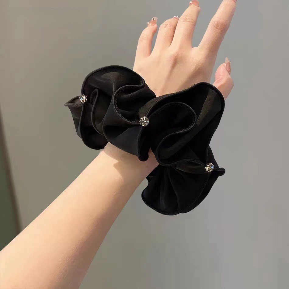 2025 ซาติน Rhinestone Scrunchy ผมแหวนหัวเชือกเชือกผม Headdress