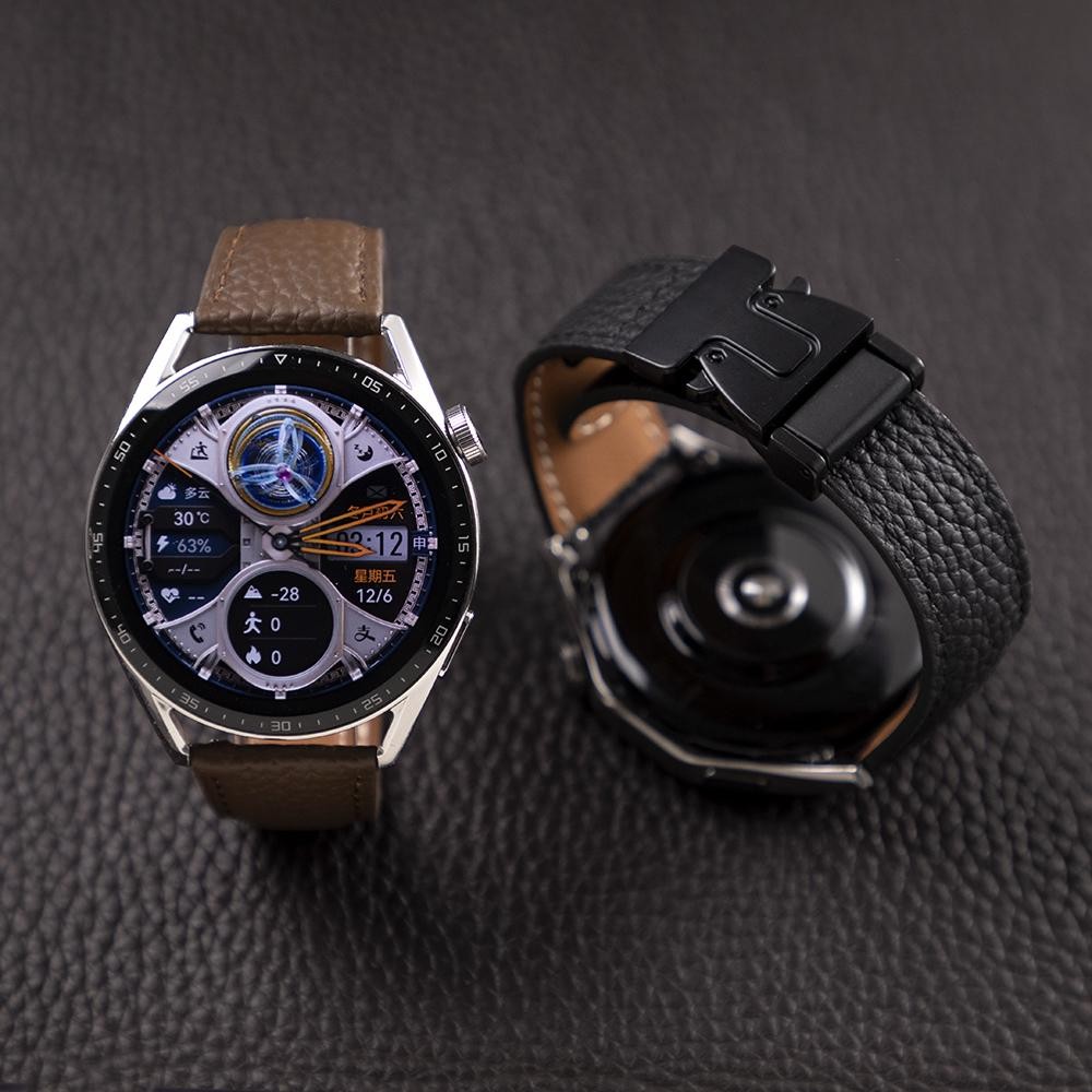 สายรัดข้อมือหนังแท้ขนาด 22 มม.เหมาะสําหรับ Huawei สมาร์ทวอท์ช GT5/GT4/GT3/GT5pro/gt2 สาย 18 มม./20 มม.หัวเข็มขัดแม่เหล็ก watch3/4pro