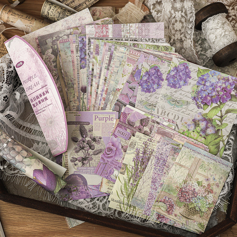 Journamm 100 แผ่น Vintage สมุดภาพกระดาษตกแต่งพื้นหลังกระดาษ Hand Made DIY Scrapbooking วัสดุหัตถกรรมกระดาษ