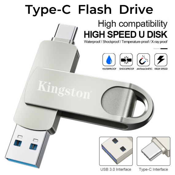 Flash Drive TypeC 1TB แฟลชไดรฟ์ TypeC 2TB Usb Thumbdrive 512GB สําหรับโทรศัพท์มือถือ