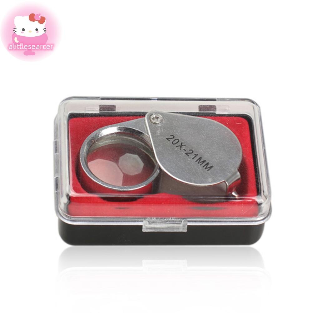 Alittlesearcer แบบพกพา 20 x 21 มม.เครื่องประดับแว่นขยาย 20X แว่นขยายแบบพับได้ Loupe EN
