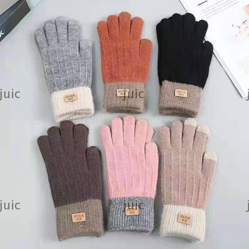 ถุงมือกันหนาว JUICE, ถุงมือถักหนาสีทึบ, หน้าจอสัมผัสแบบลําลอง Anti slip Warm Mittens ขี่กลางแจ้ง