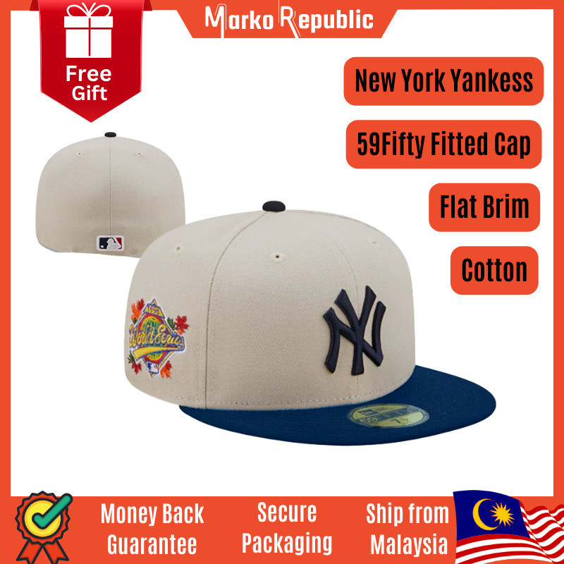 New Era MLB NY New York Yankees Unisex ผู้ชายผู้หญิง 59FIFTY ติดตั้ง SnapBack แบน Brim หมวกปิด Full 