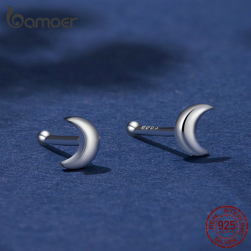 Bamoer حلق فضة 925 هلال صغير — صورة 4