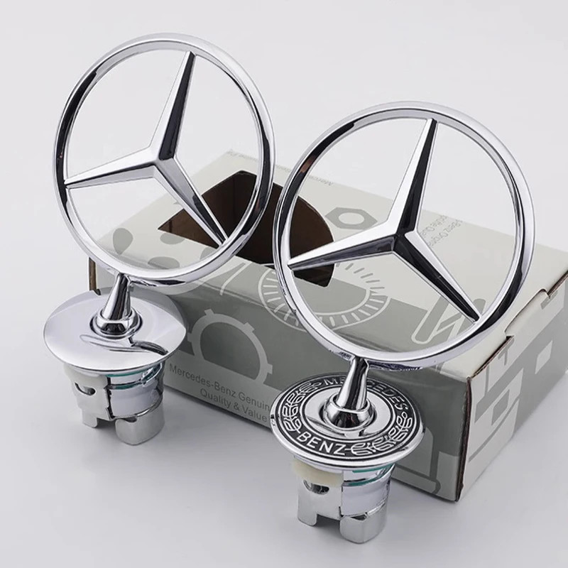 1 ชิ้นโลหะรถ Hood Badge ด้านหน้า Chrome โลโก้ Hood Marking สําหรับ Mercedes Benz CES Class W204 W205 W212 W213 W211 W220 W222 W223