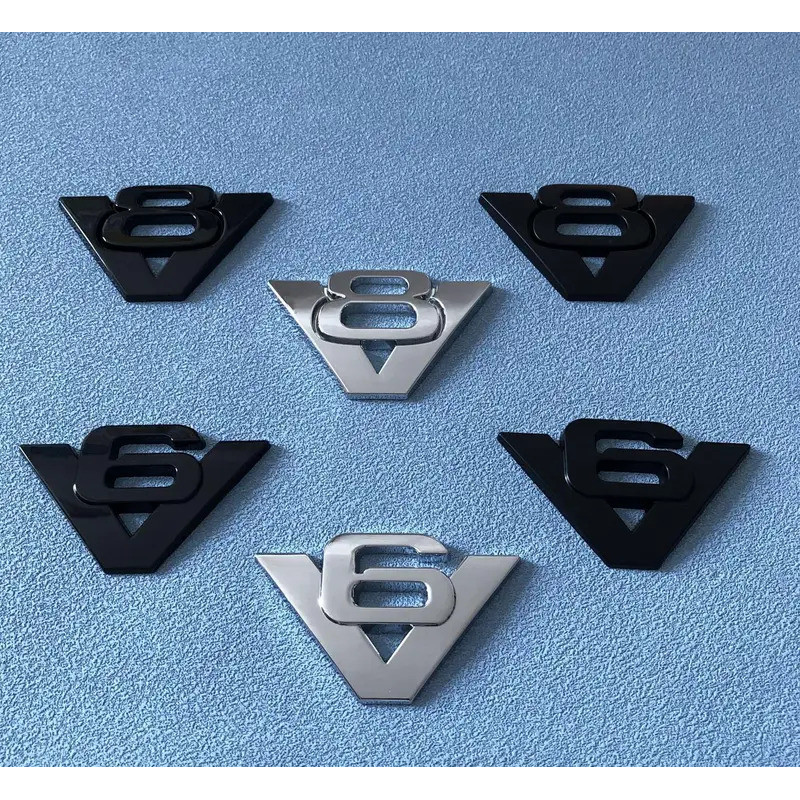 1X 3D Metal Car Styling V6 V8 Displacement logo Fender trunk Rear Decal Emblem Badge Sticker