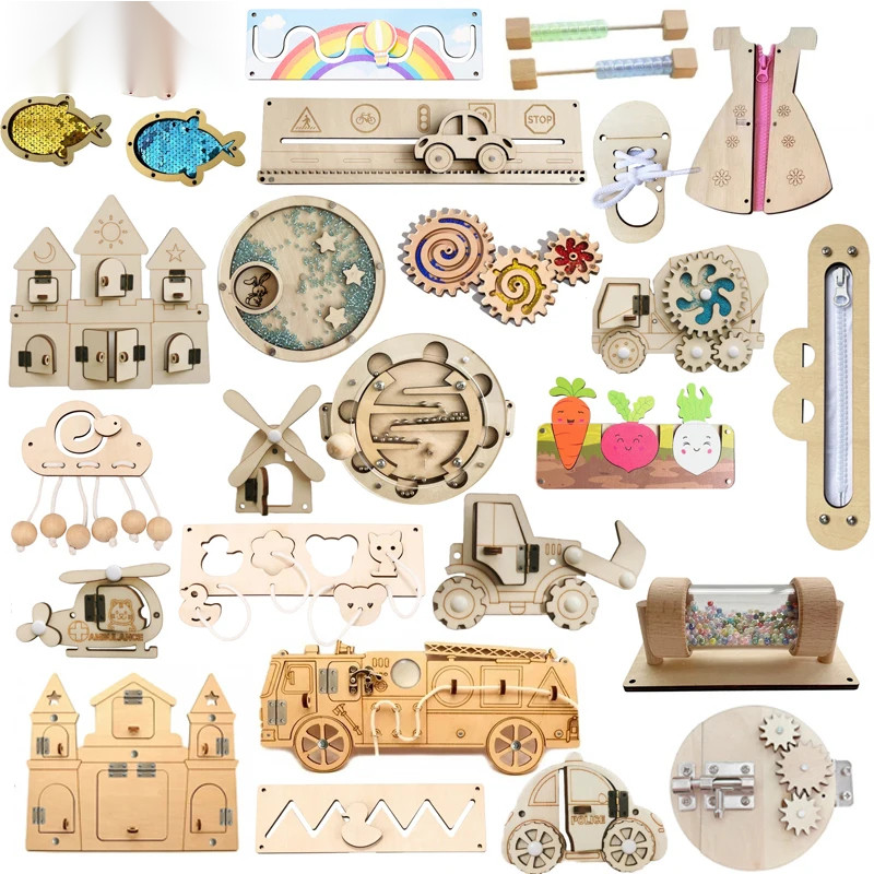 DIY Montessori เด็ก DIY อะไหล่ Busy Board Montessori ของเล่นไม้การฝึกอบรม Life Skill ล็อคกิจกรรมอุปกรณ์เสริม 1 ปีเด็กวัยหัดเดิน ราคา ถูกที่สุด ดีลบีเคเค