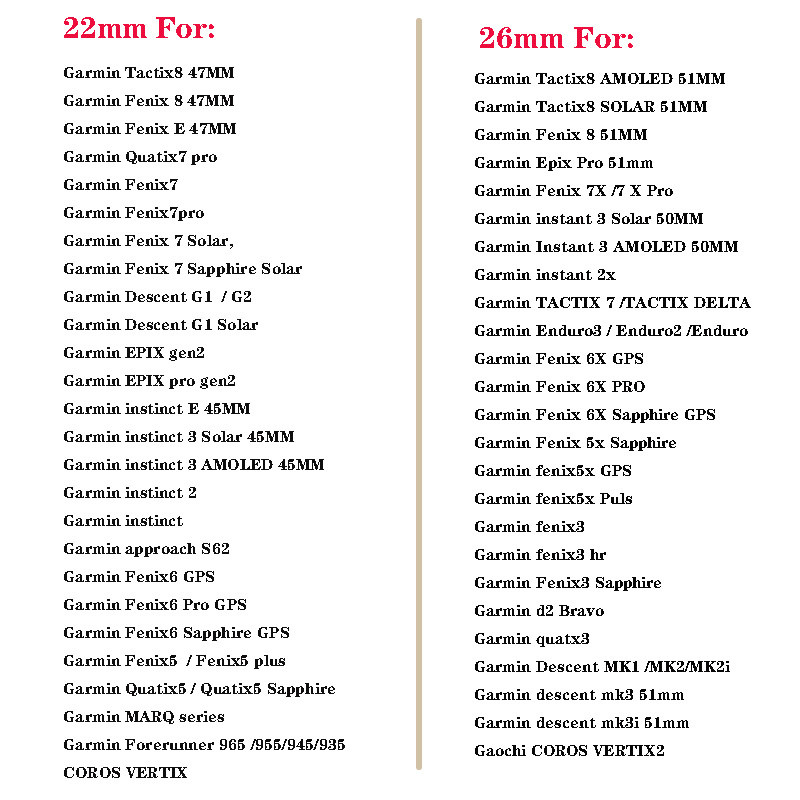 22 มม.26 มม.กีฬาซิลิโคน Quick Fit สําหรับ Garmin Fenix 8 7 6 5 plus 47 มม. 51 มม. / 955 965 745 935 945 / instinct 2 3 / Fenix 7x 6x 5x