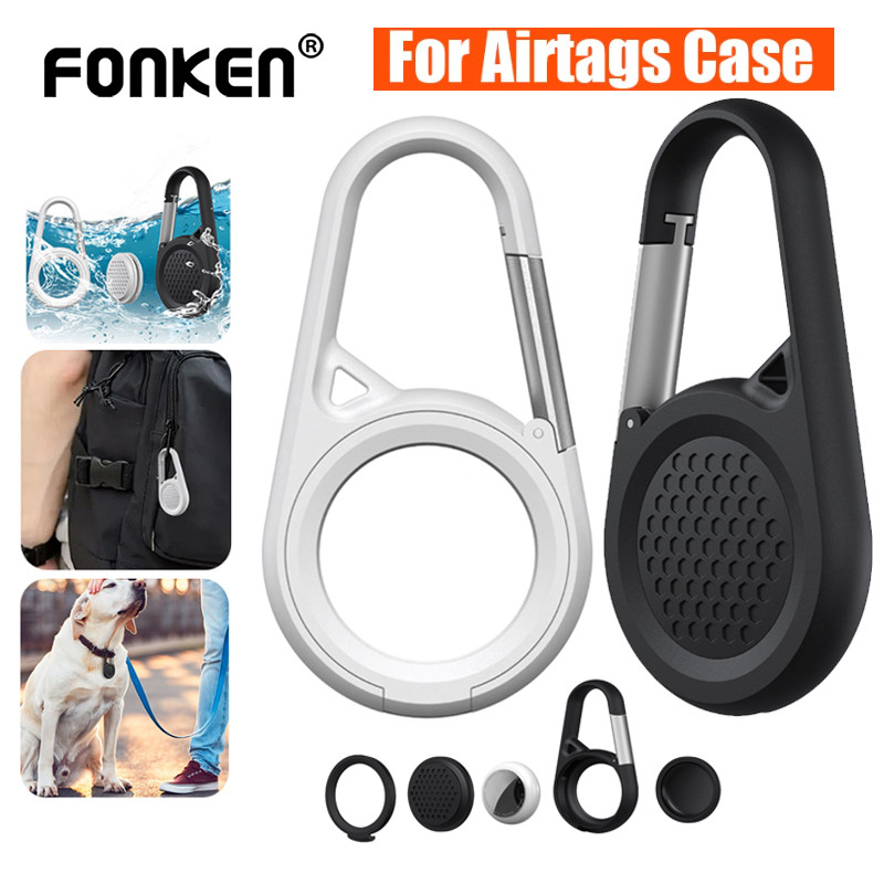 Fonken กันน้ํา Airtag เคสป้องกัน GPS Tracker เคสซิลิโคนพร้อมคาราบิเนอร์ป้องกันการสูญหายสําหรับ Aple Airtag Tracker