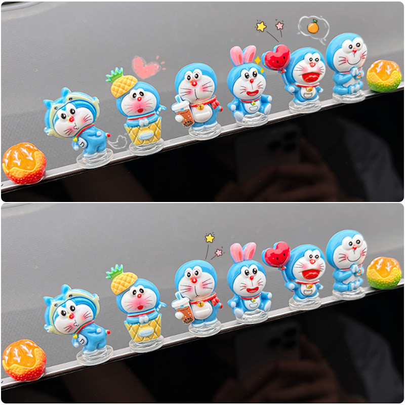 8ชิ้นโดราเอมอนการ์ตูนตกแต่งเครื่องประดับเค้กของเล่นน่ารักคอลเลกชันรถอุปกรณ์ตกแต่งภายใน