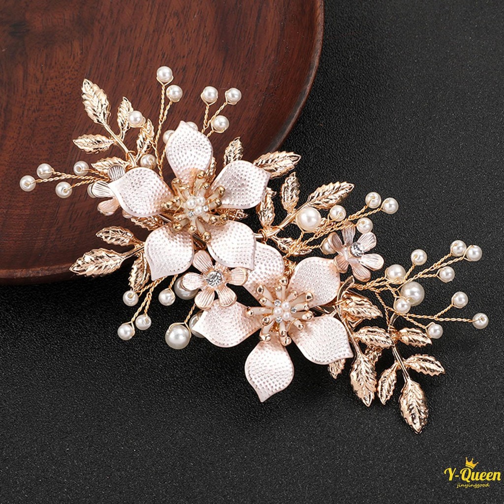 Rhinestones ดอกไม้ด้านข้างคลิปผม Handmade Stable Grip เครื่องประดับ Headpiece สําหรับเพื่อนเจ้าสาวงานแต่งงานจัดเลี้ยง
