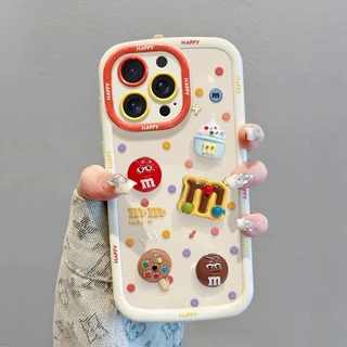 ใช้งานร่วมกับสําหรับ iPhone 16 15 14 13 12 11 Pro MAX X XR XS MAX 7 8 Plus 3D M-Bean Candy เคสโทรศัพท์ฝาครอบนุ่ม