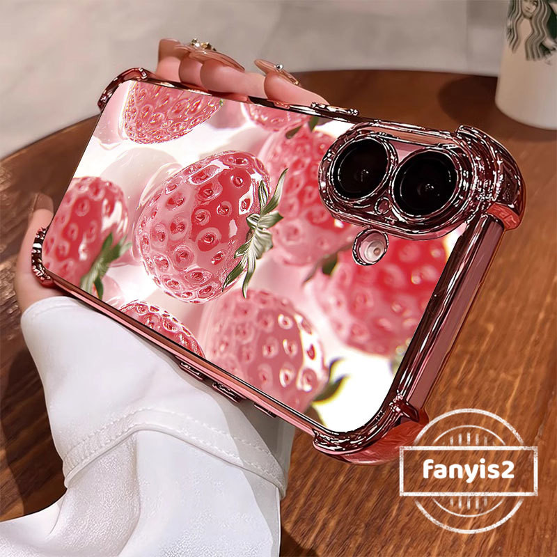 สําหรับ VIVO Y29 Y19s Y04 Y18 Y03 Y28 Y27S Y17S Y16 Y20I Y21 Y33 Y20 Y22 Y12S Y12A Y36 Y02T Y50 Y51 V29Ins ฝาครอบสตรอเบอร์รี่ป้องกันมุมเคสโทรศัพท์โปร่งใส