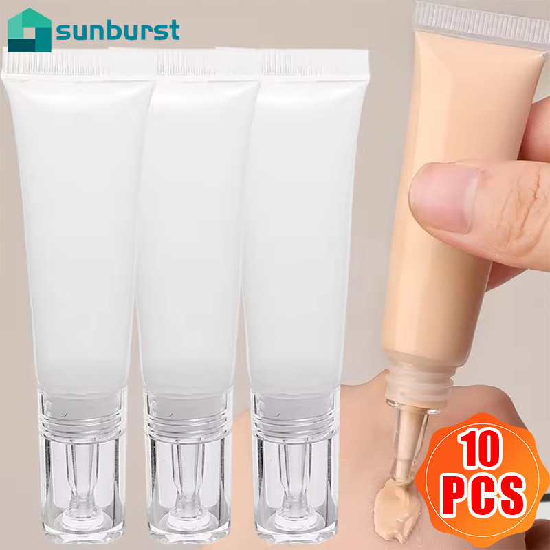 [HGB]10 ชิ้นขวดหยดแบบพกพา 10 มล./15 มล.คอนเทนเนอร์เครื่องสําอางขนาดเดินทาง,รีฟิลหลอดบีบ PE พร้อมท่อสําหรับสกินแคร์/รองพื้น,การออกแบบป้องกันการรั่ว
