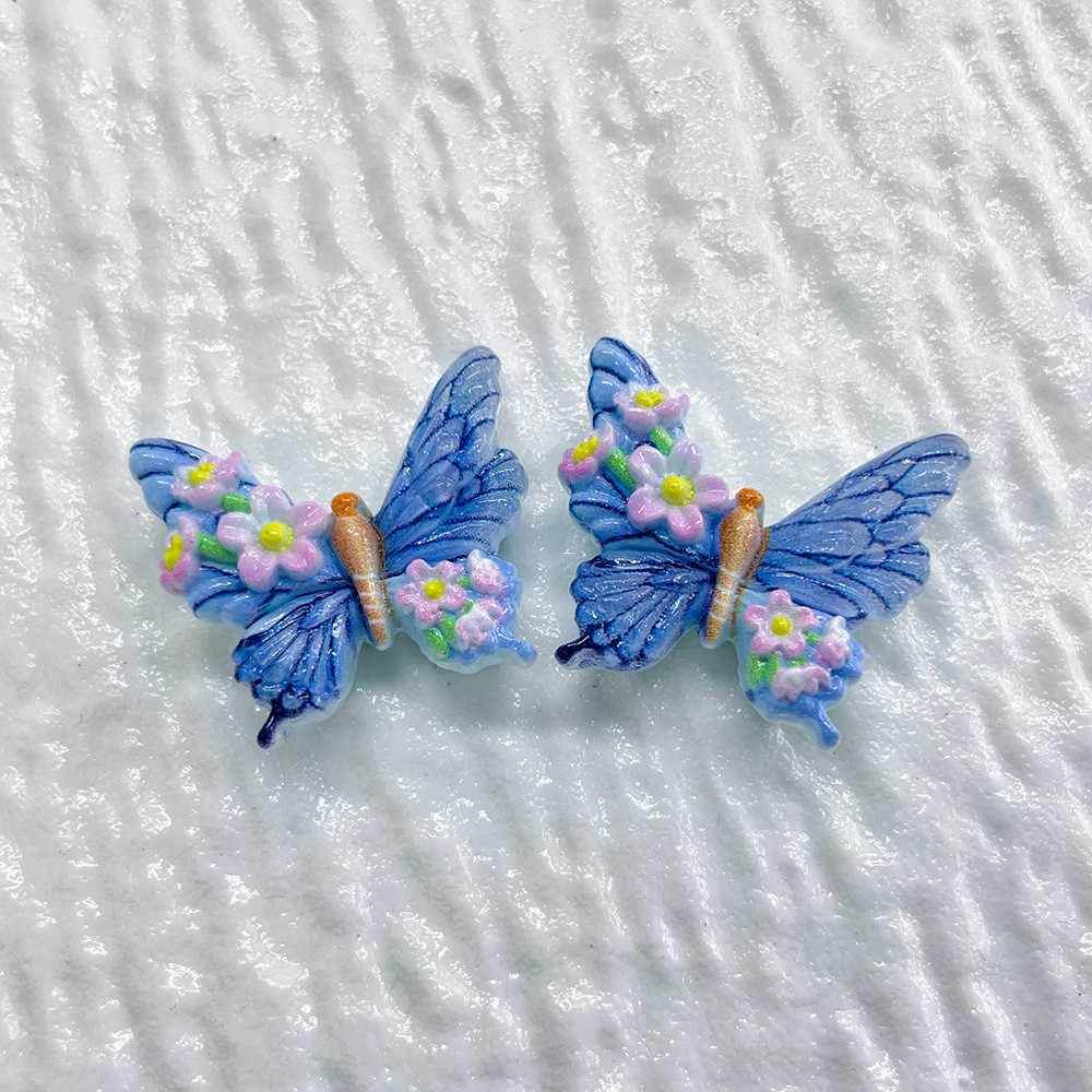10 ชิ้นน่ารักดอกไม้ที่มีสีสันผีเสื้อ Flatback เรซิ่น Cabochon Scrapbooking Craft DIY เครื่องประดับผม Bows อุปกรณ์เสริม - รูปที่ 7