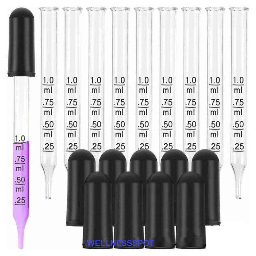 WELLNESSSPOT Scale Dropper สําหรับบ้าน 1ml 7 ชิ้นน้ํามันหอมระเหย Dropper ขวดน้ํามันฟาง Scaled Droppe
